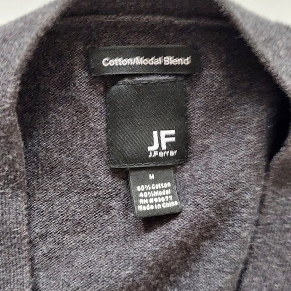 JF Ferrar Mens Medium Button Down Cardigan Sweater Gray Cotton Modal - Picture 4 of 5